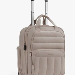 Beige Rolling Travel Bag by